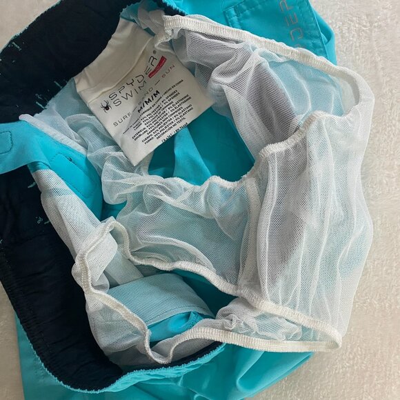 Spyder Mens Swim Trunks Shorts Size M Blue Surf Sand Swimwear Lined Stretch - Picture 4 of 11